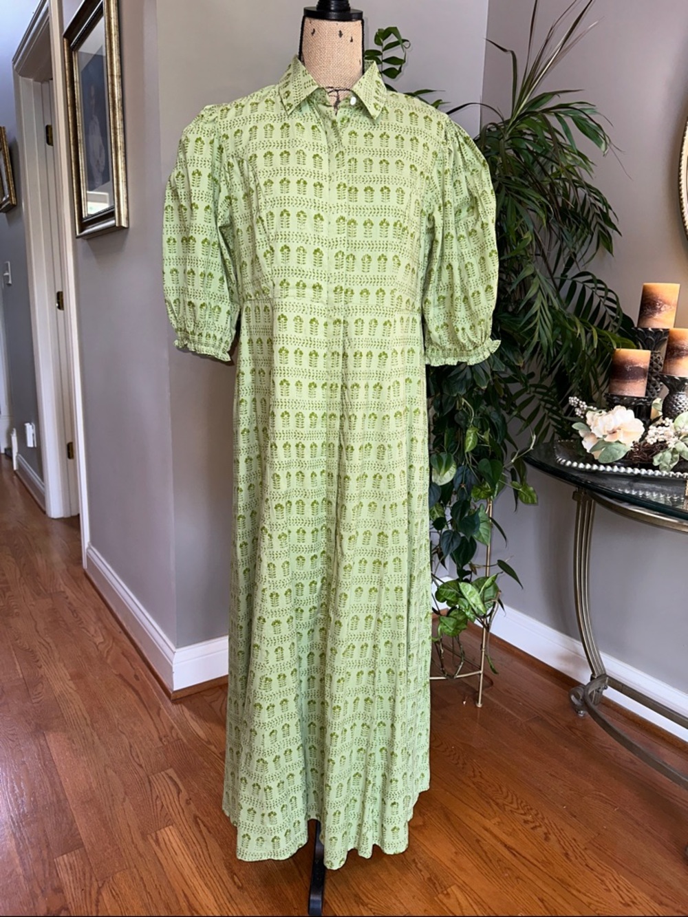 Livro Rosie Dress Maxi Shirt Dress with Puff Sleeves and pockets size Medium 💚